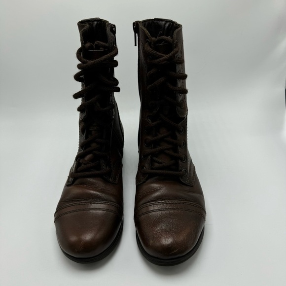 Steve Madden Troopa Boots Brown Leather Combat Lace Up Size 6 - Picture 3 of 12